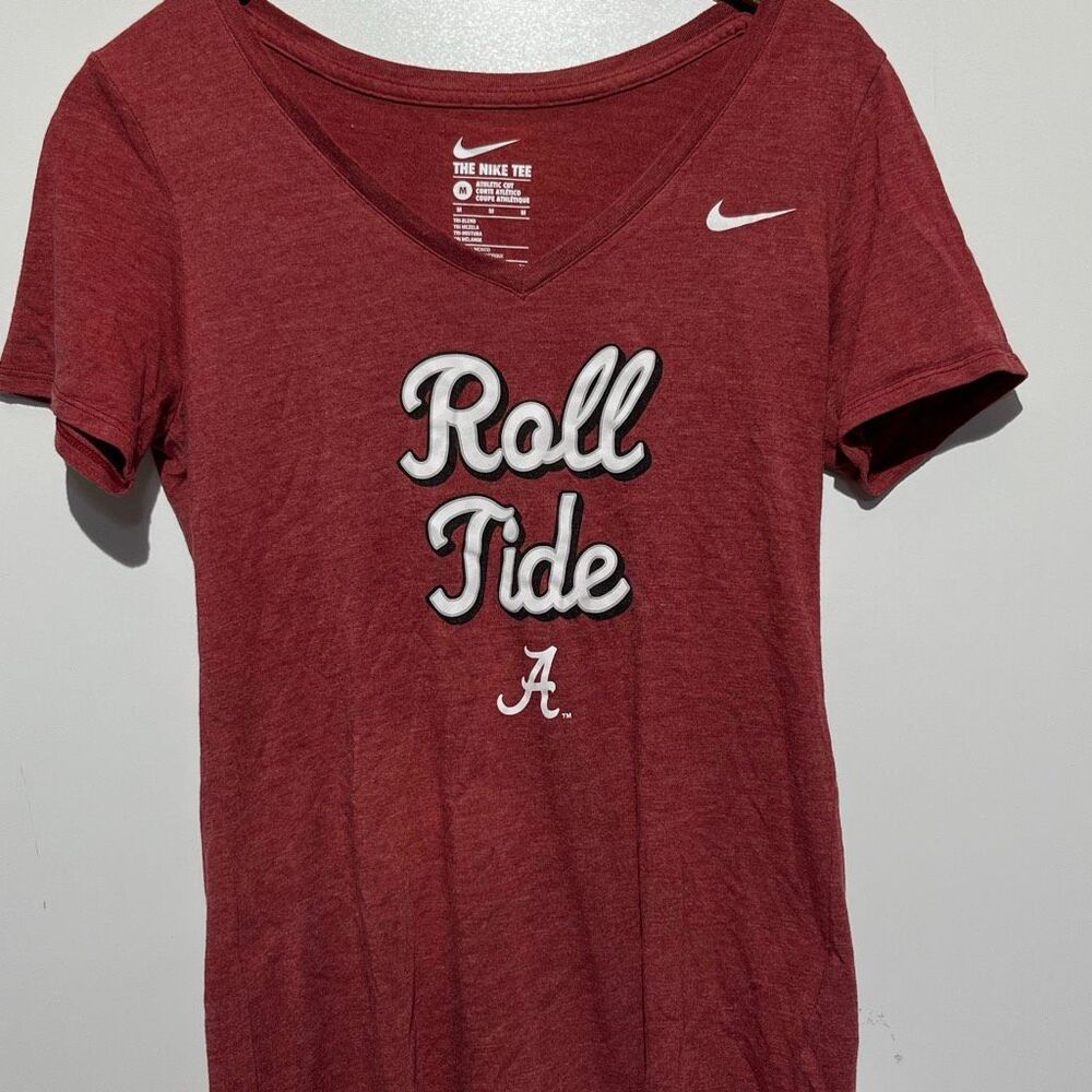 Nike Women's Red Alabama‎ Crimson Roll Tide Short Sleeve V-Neck T-Shirt Medium